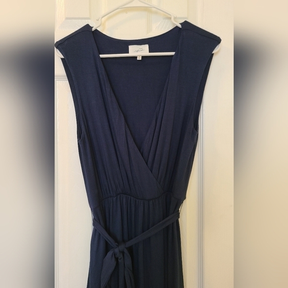 Soma Navy Blue Sleeveless Maxi Dress with Belted Waist & V-Neck - Picture 5 of 8